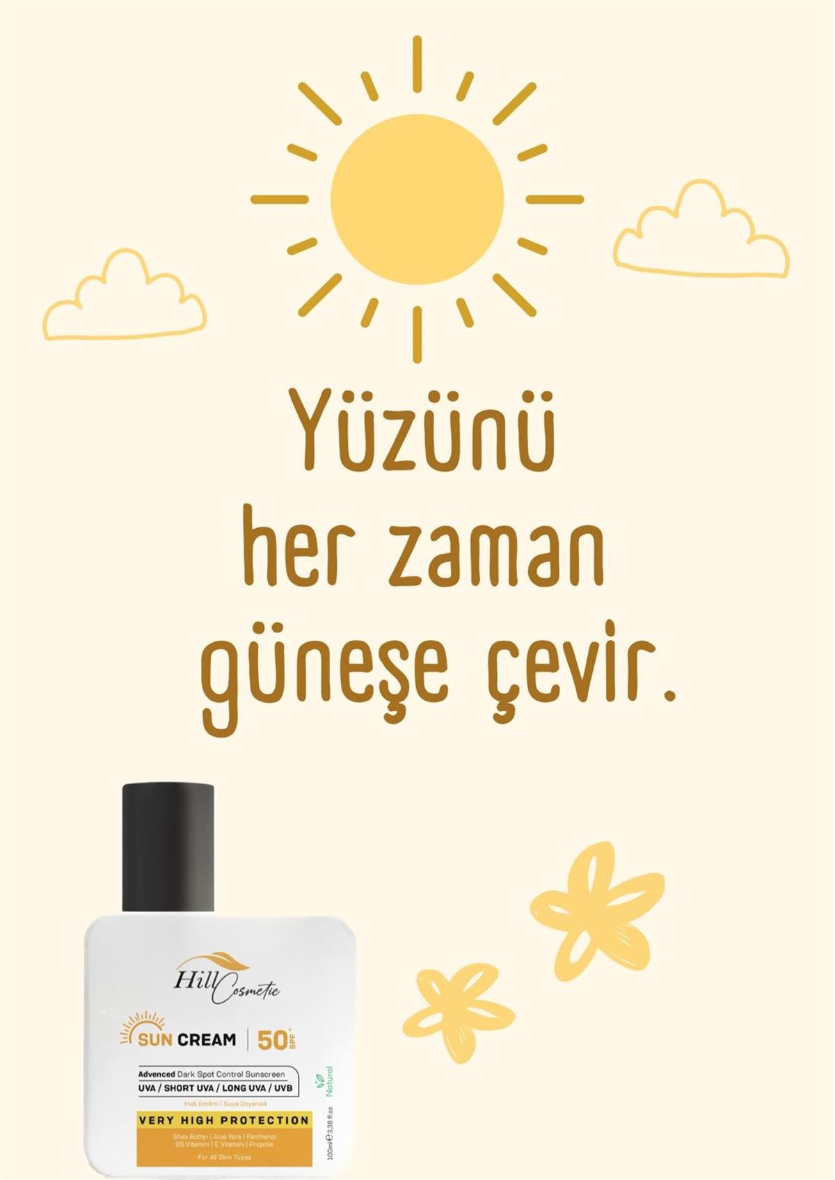 Hill Cosmetic Güneş Kremi Sun Cream +50 SPF
