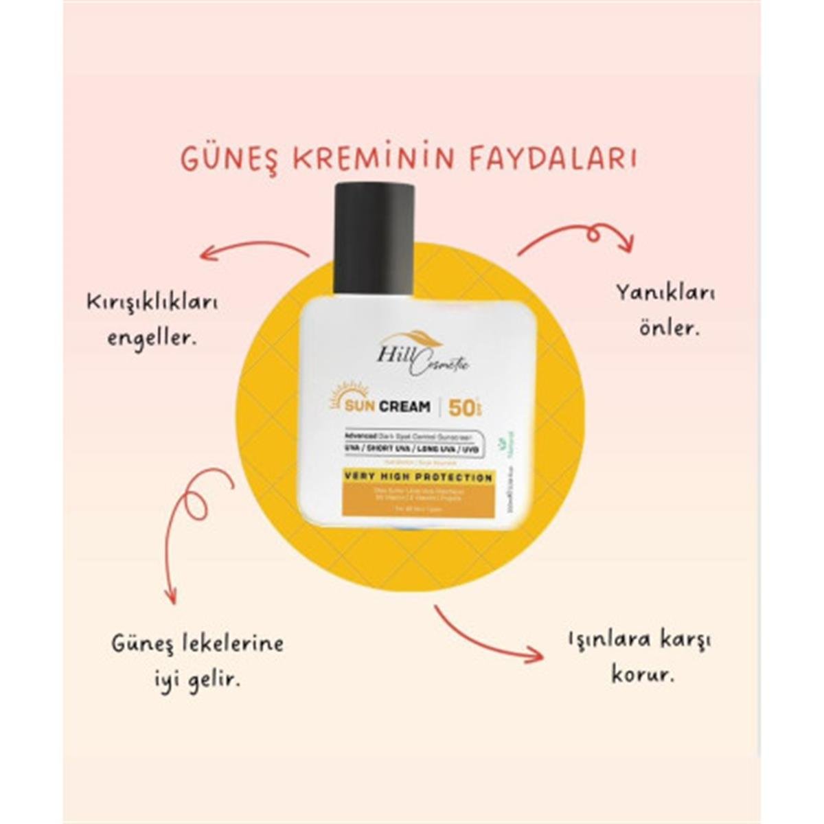 Hill Cosmetic Güneş Kremi Sun Cream +50 SPF