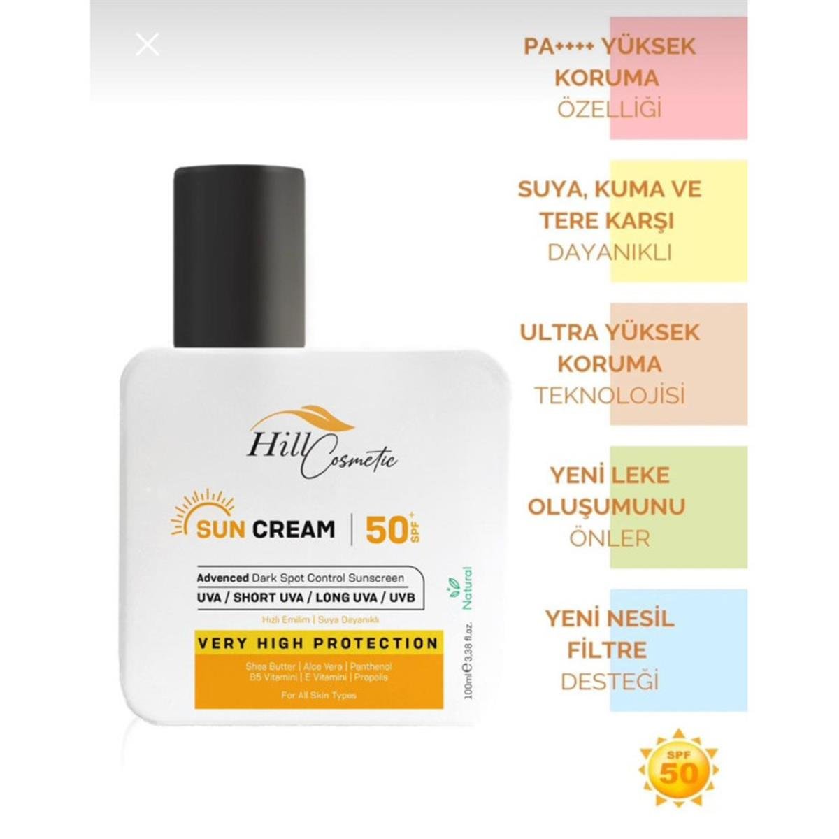 Hill Cosmetic Güneş Kremi Sun Cream +50 SPF