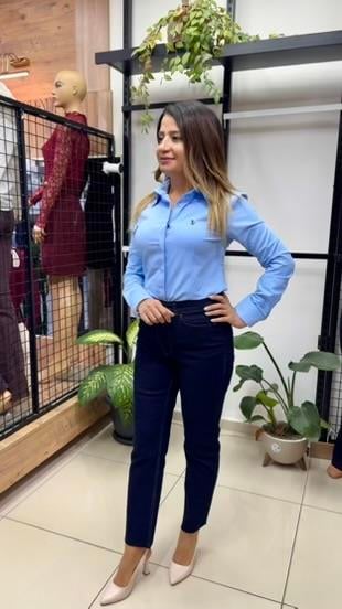 BELDEN OTURTMALI MAVİ GÖMLEK