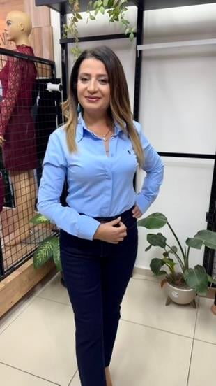 BELDEN OTURTMALI MAVİ GÖMLEK