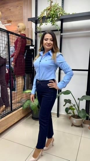 BELDEN OTURTMALI MAVİ GÖMLEK