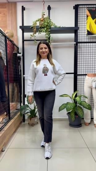 BEYAZ TAŞLI AYICIKLI SWEAT