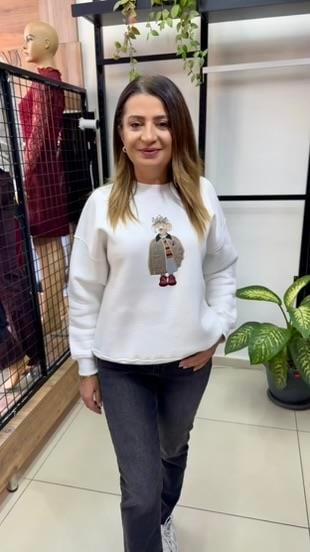 BEYAZ TAŞLI AYICIKLI SWEAT