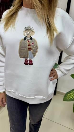 BEYAZ TAŞLI AYICIKLI SWEAT