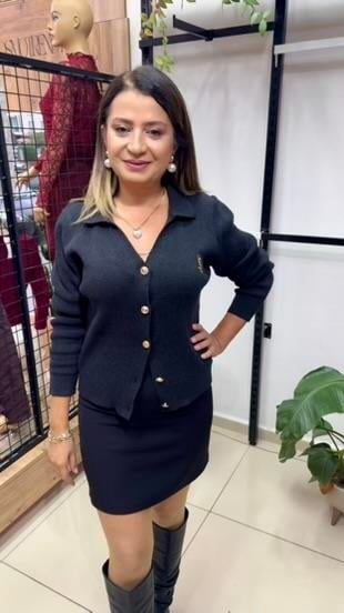 GOLD DÜĞMELİ ANTRASİT HIRKA