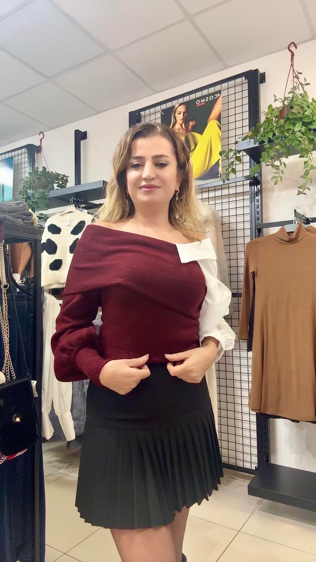 GÖMLEK DETAYLI BORDO KAZAK