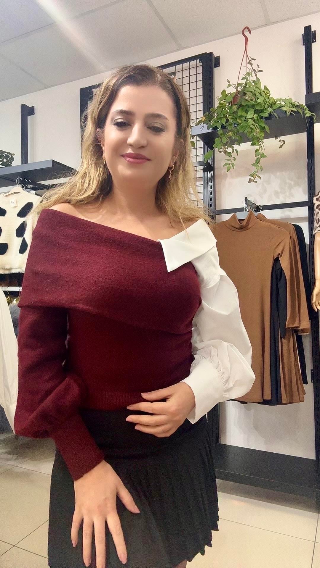 GÖMLEK DETAYLI BORDO KAZAK