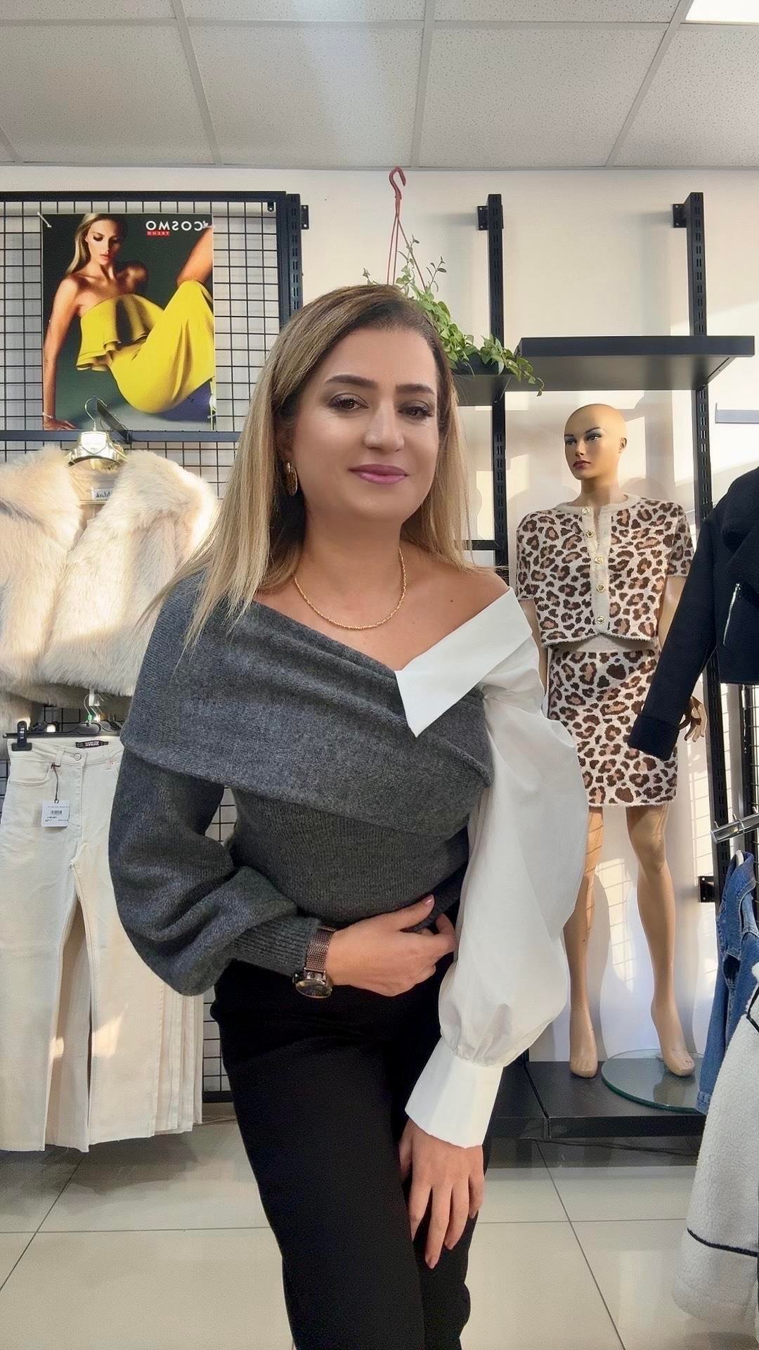 GÖMLEK DETAYLI GRİ BLUZ