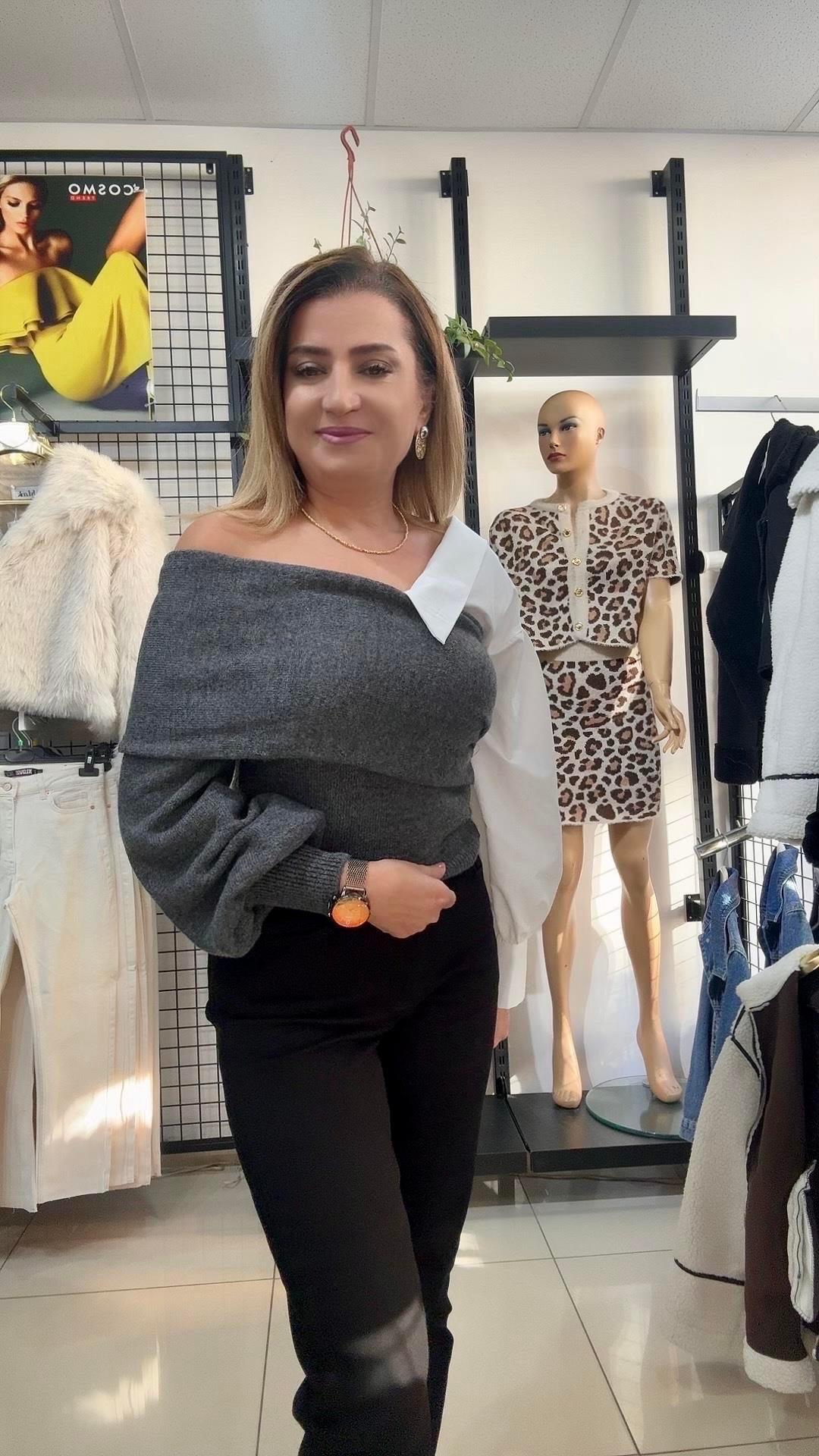 GÖMLEK DETAYLI GRİ BLUZ