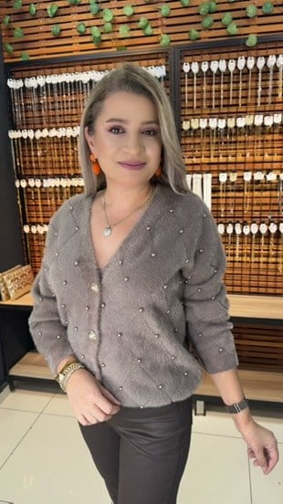 İNCİ DETAYLI VİZON ANGORA HIRKA