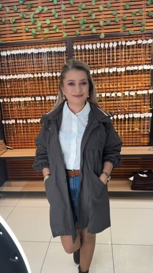 KAHVE RENGİ KAPÜŞONLU TRENÇKOT