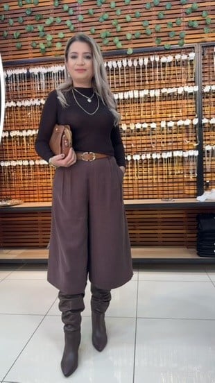 KAHVE RENGİ UZUN BERMUDA ŞORT