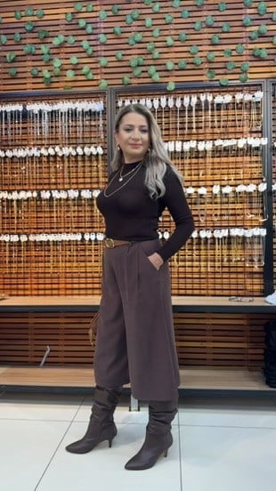 KAHVE RENGİ UZUN BERMUDA ŞORT