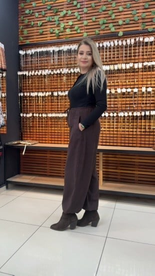 KAHVERENGİ ŞALVAR PANTOLON
