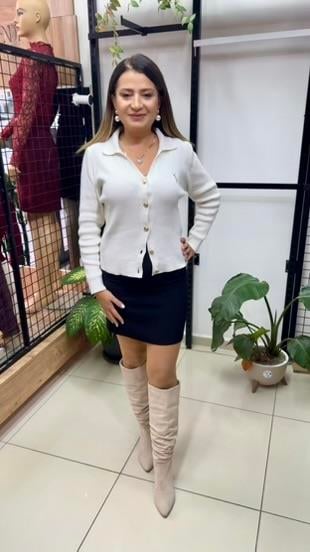 KREM RENGİ KADIN HIRKA 