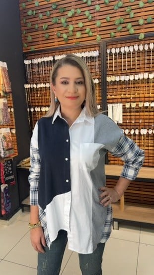 LACİVERT EKOSELİ GÖMLEK