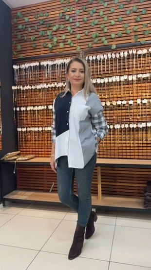 LACİVERT EKOSELİ GÖMLEK