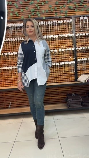 LACİVERT EKOSELİ GÖMLEK