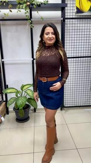 LACİVERT MİNİ KOT ETEK