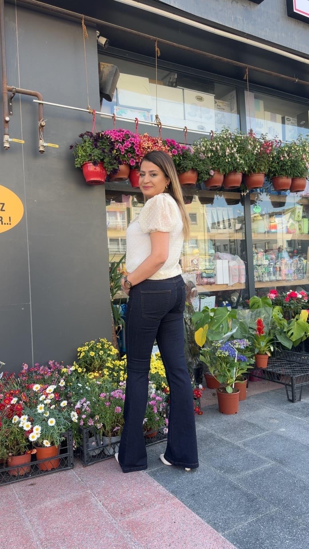 LACİVERT YÜKSEK BEL İSPANYOL PAÇA PANTOLON