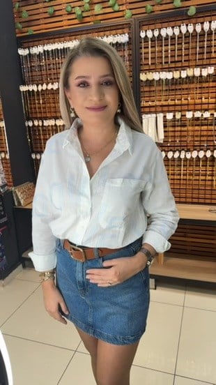 MAVİ LOVE YAZILI BEYAZ GÖMLEK