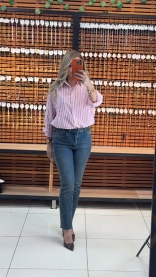 MAVİ YANLARI TAŞLI MOM JEAN