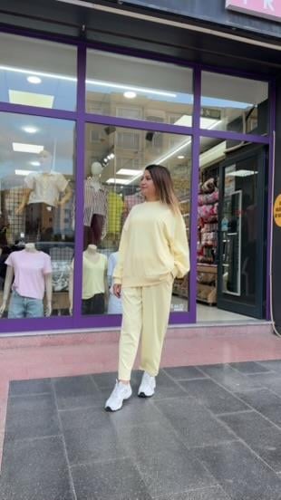 MODAL KUMAŞ SARI İKİLİ EŞOFMAN TAKIMI