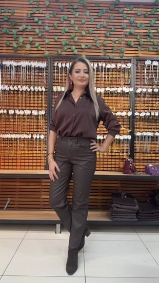 MUMLU KAHVE RENGİ MOM JEAN