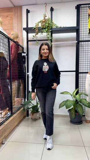SİYAH TAŞLI AYICIKLI SWEAT