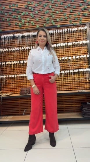TENSEL KIRMIZI KOT PANTOLON