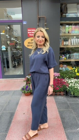 TENSEL LACİVERT GÜNLÜK TAKIM