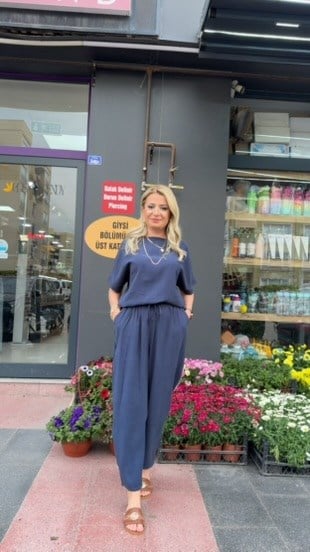 TENSEL LACİVERT GÜNLÜK TAKIM