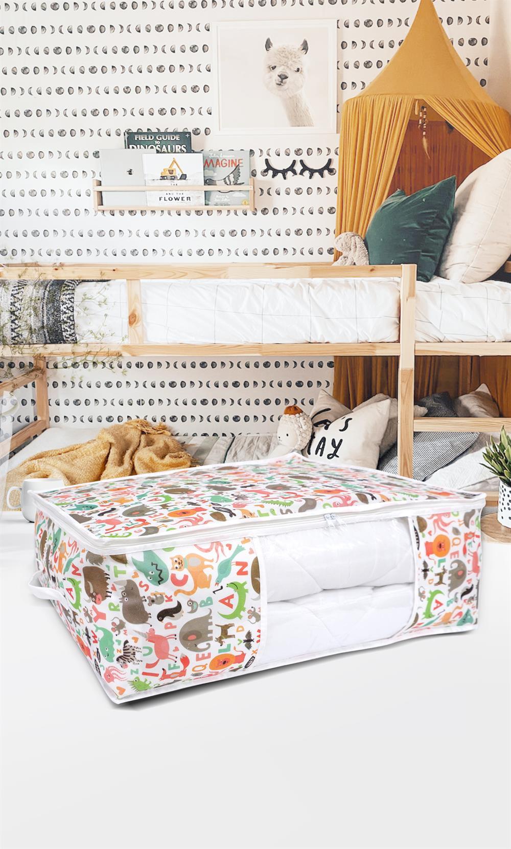 Vedsey Home Organizer 4'lü Set 50x70x25 - 50x25x20 Hayvan Baskılı Dolap İçi Ve Baza Altı Hurç