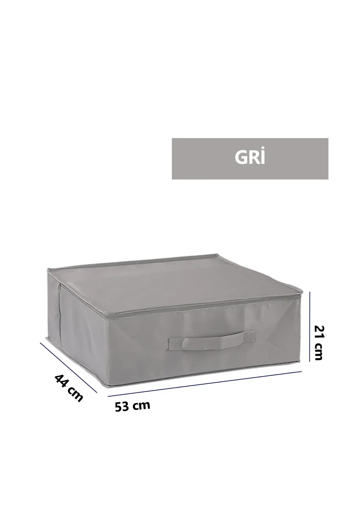 Vedsey3'lü Set 53 x 44 x 21 Cm Baza Altı & Dolap İçi Organizer, Yorgan & Yastık Düzenleyici Hurç Gri
