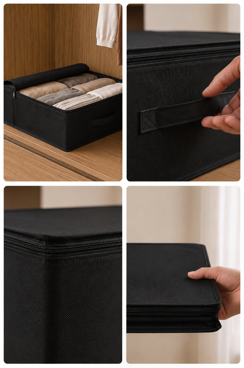 Vedsey3'lü Set 53x44x20 Cm Home Organizer Çekyat & Baza Altı Düzenleyici Hurç Siyah