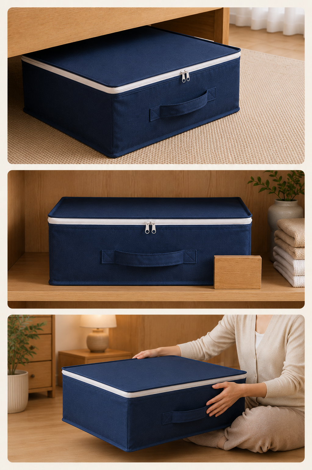 Vedsey3'lü Set 53x44x20 Cm Home Organizer Çekyat & Baza Altı Düzenleyici Hurç Lacivert