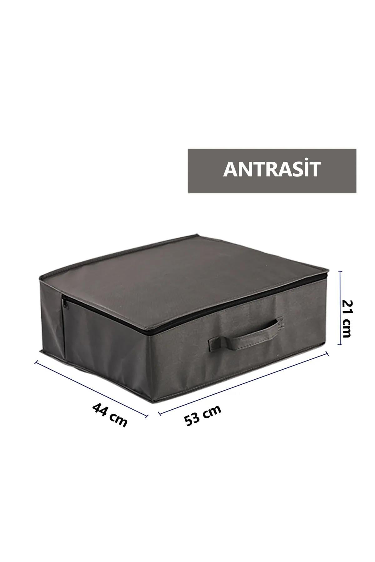 Vedsey3'lü Set 53x44x21 Cm Baza Altı & Dolap Içi Organizer, Yorgan & Yastık Düzenleyici Hurç Antrasit Gri