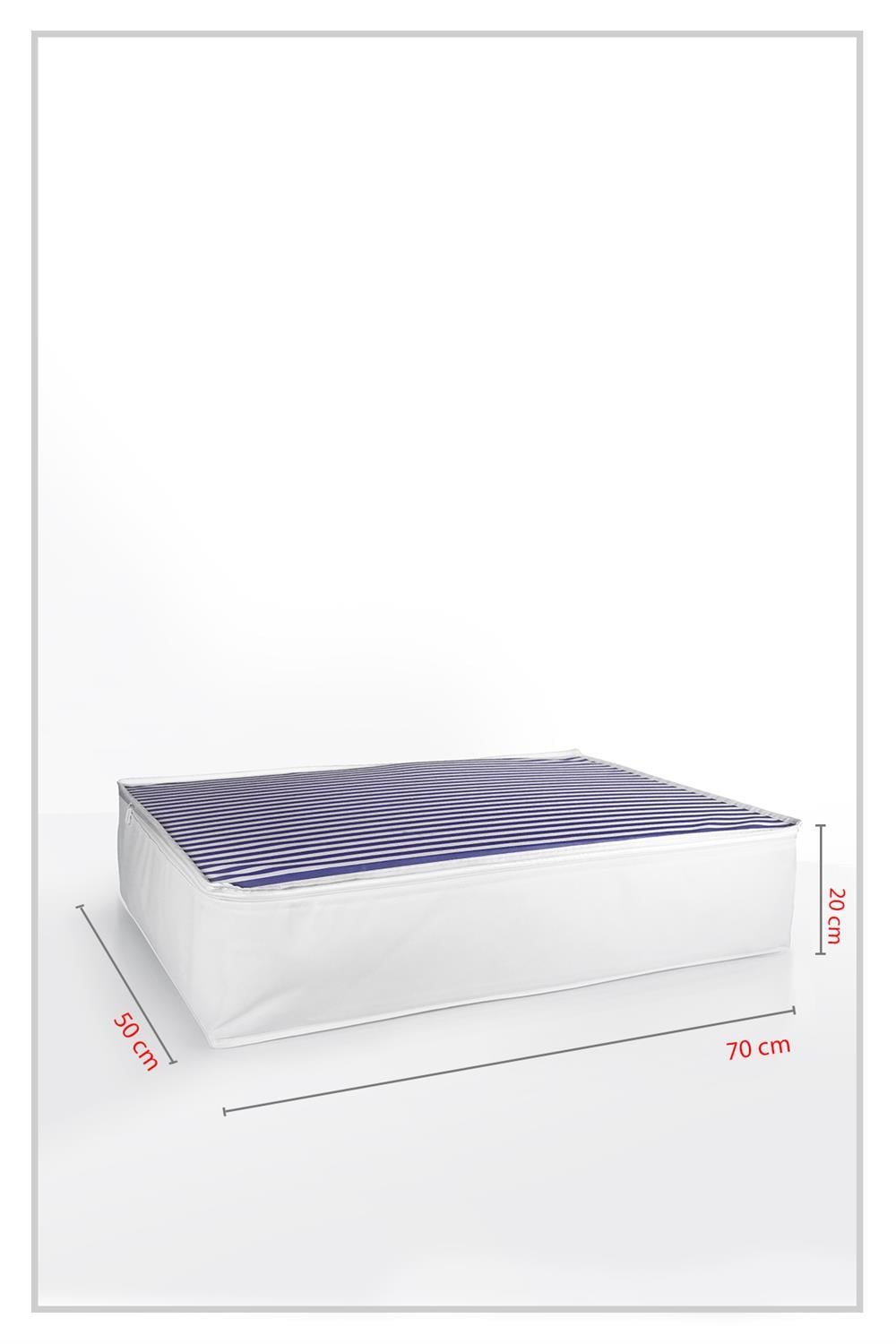 Vedsey Home Organizer3'lü Set Baza Altı Düzenleyici Büyük Boy Hurç Lacivert Çizgili 70x50x25 Cm
