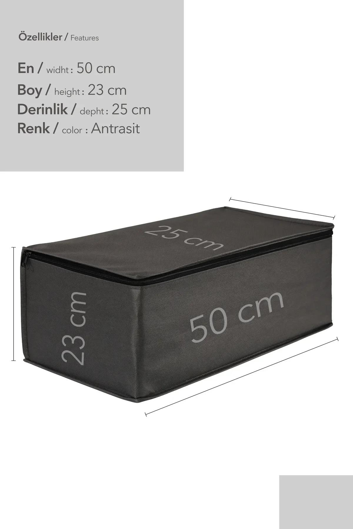 Vedsey Home Organizer3'lü Set Baza Altı Düzenleyici Küçük Boy Hurç Antrasit Gri 50x25x20 Cm