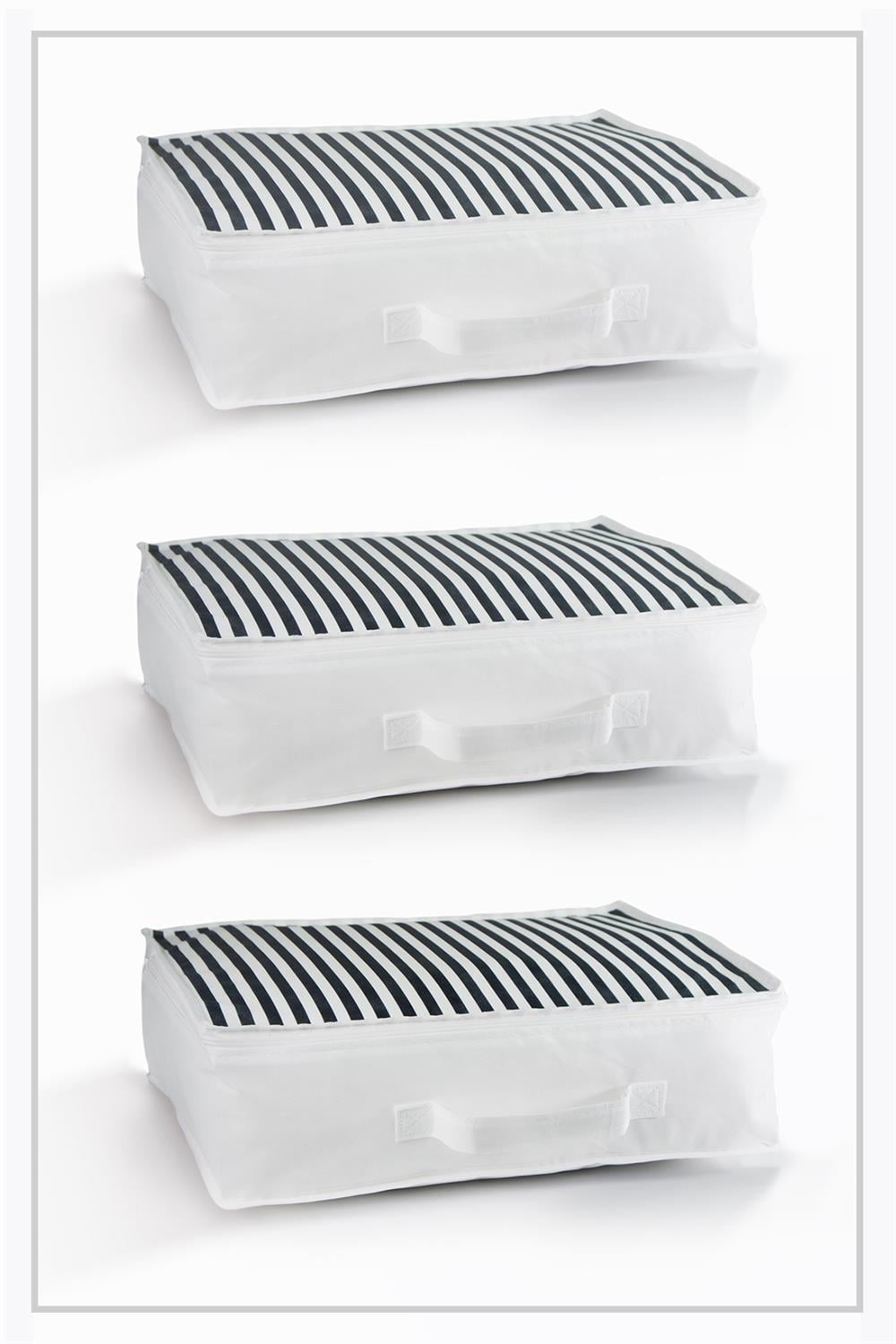 Vedsey Home Organizer3'lü Set Düzenleyici Yorgan Hurcu Lacivert Çizgili 53x44x20