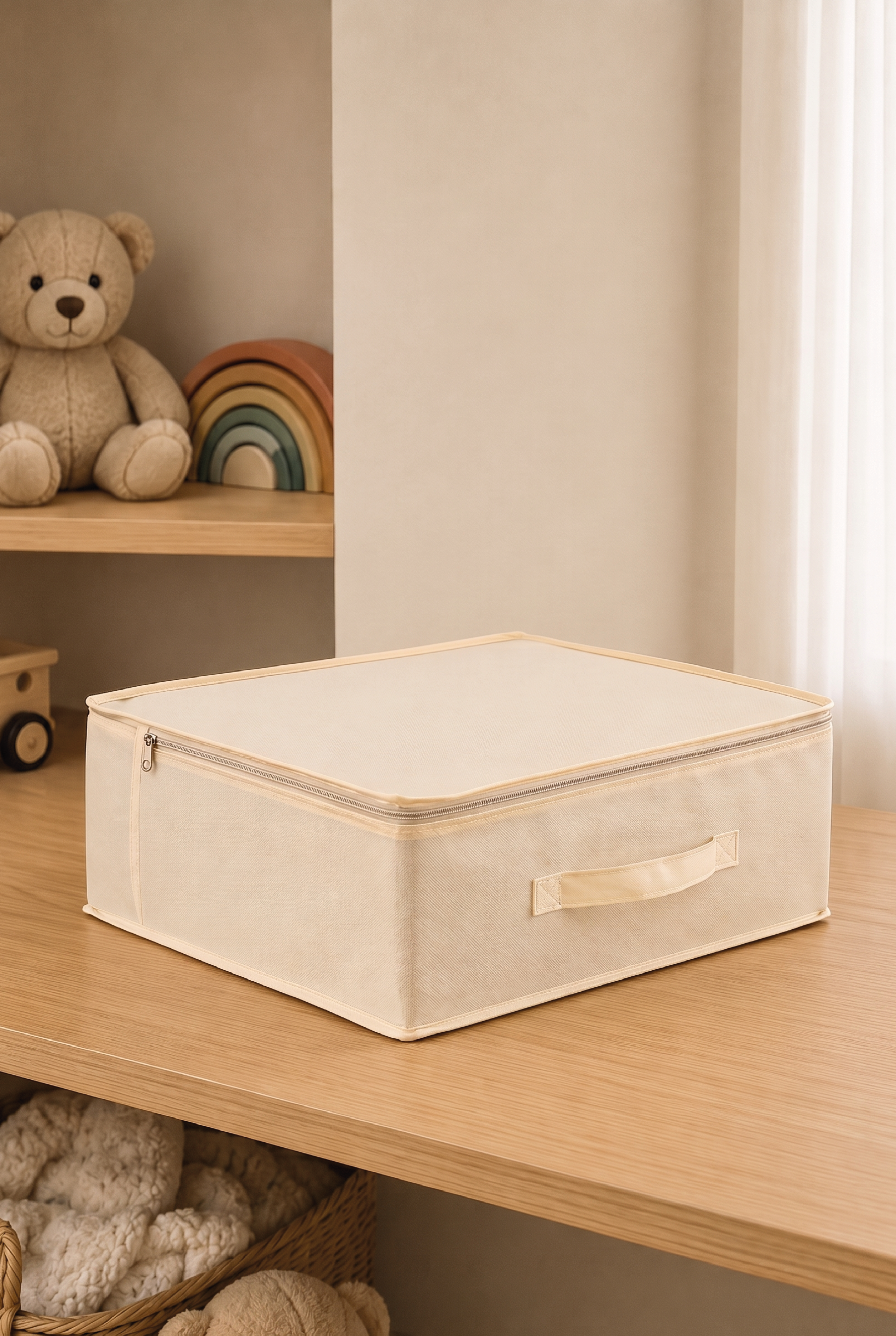 Vedsey53 x 44 x 21 Cm Baza Altı & Dolap İçi Organizer, Yorgan & Yastık Düzenleyici Hurç Krem