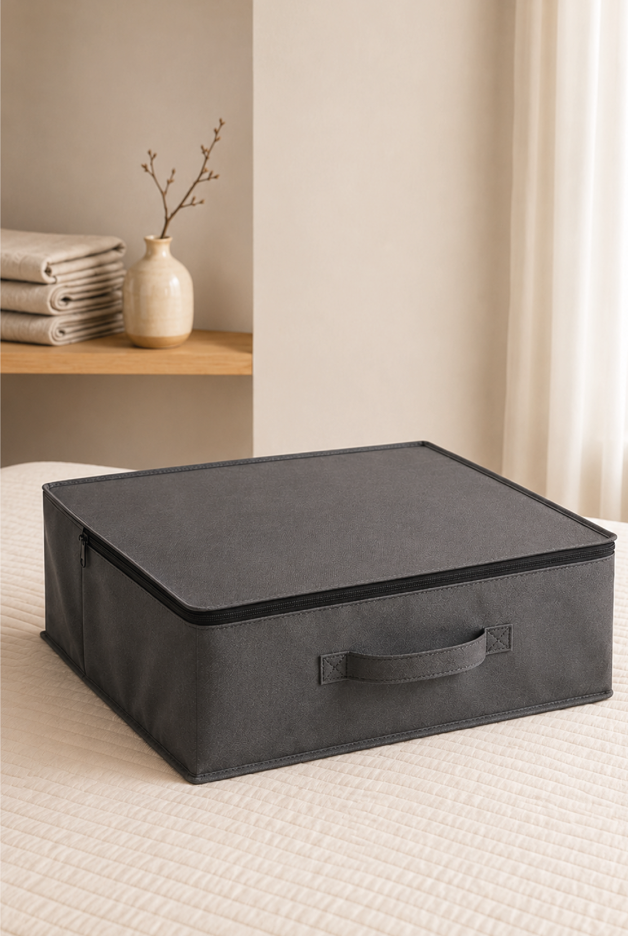 Vedsey53 x 44 x 21 Cm Baza Altı & Dolap İçi Organizer, Yorgan & Yastık Düzenleyici Hurç Antrasit Gri