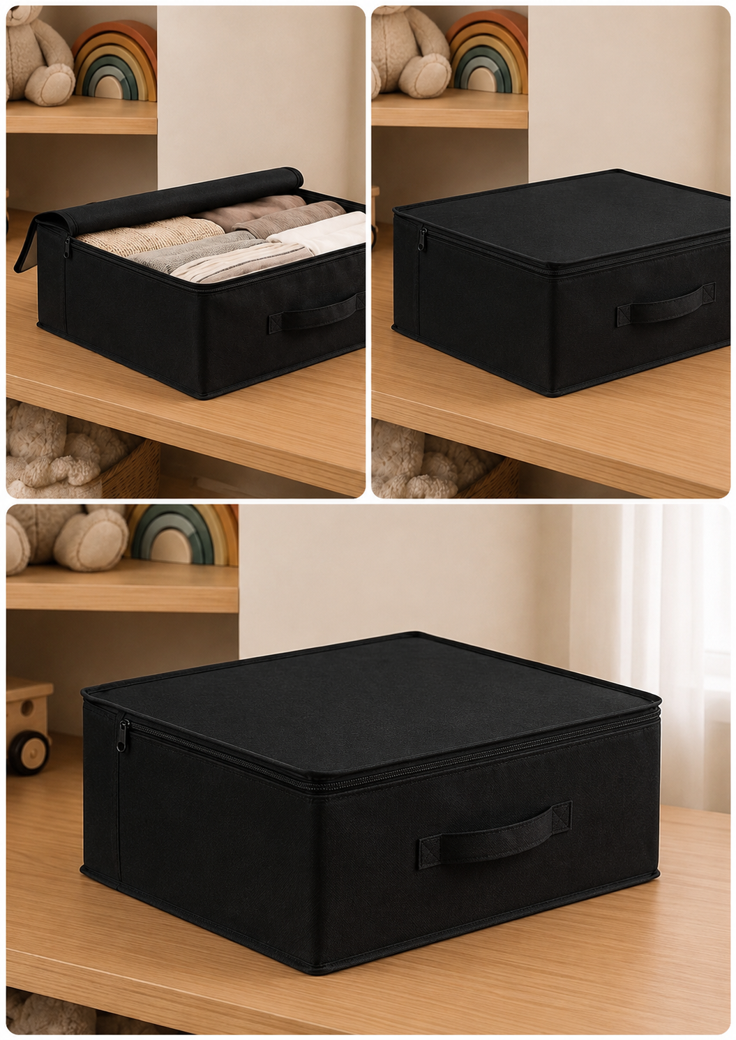 Vedsey53 x 44 x 21 Cm Baza Altı & Dolap İçi Organizer, Yorgan & Yastık Düzenleyici Hurç Siyah
