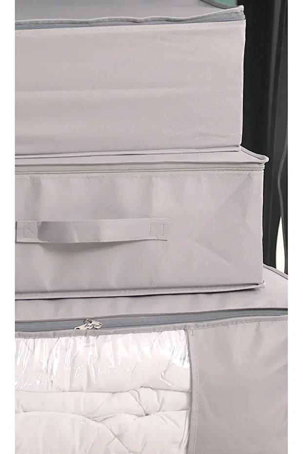 Vedsey53 X 44 X 21 Cm Baza Altı & Dolap Içi Organizer, Yorgan & Yastık Düzenleyici Hurç Gri