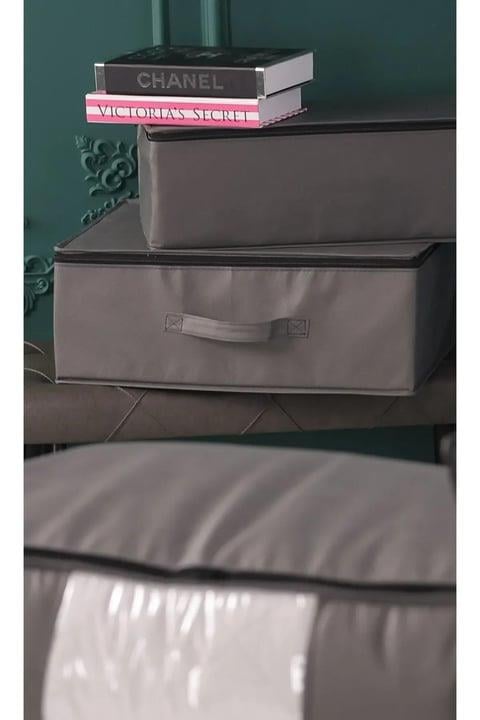 Vedsey53 x 44 x 21 Cm Baza Altı & Dolap İçi Organizer, Yorgan & Yastık Düzenleyici Hurç Antrasit Gri