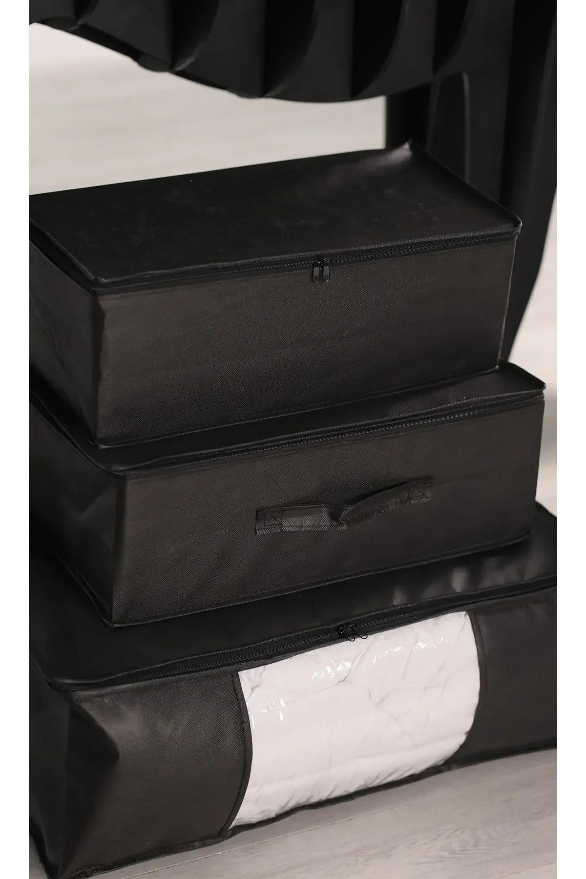 Vedsey5'li Set 53 X 44 X 21 Cm Baza Altı & Dolap Içi Organizer, Yorgan & Yastık Düzenleyici Hurç Siyah