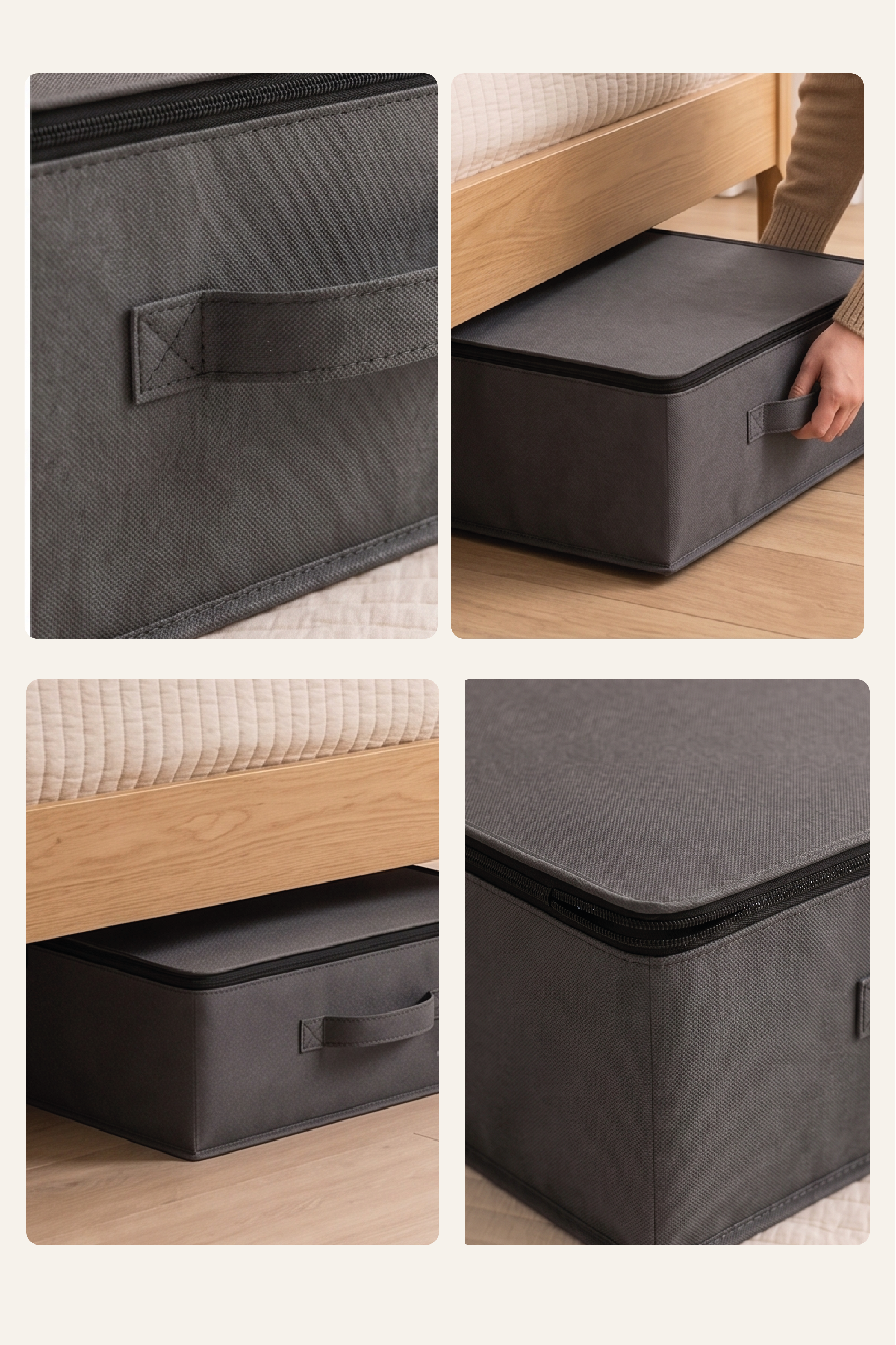 Vedsey5'li Set 53x44x20 Cm Home Organizer Çekyat & Baza Altı Düzenleyici Hurç Antrasit