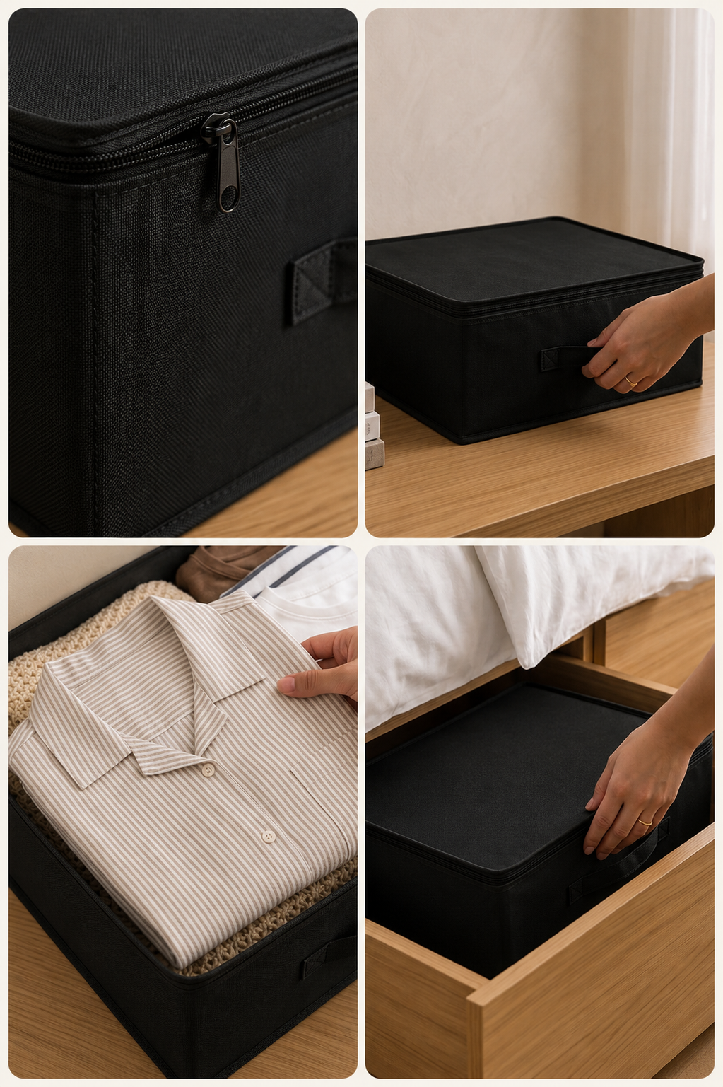Vedsey5'li Set 53x44x20 Cm Home Organizer Çekyat & Baza Altı Düzenleyici Hurç Siyah