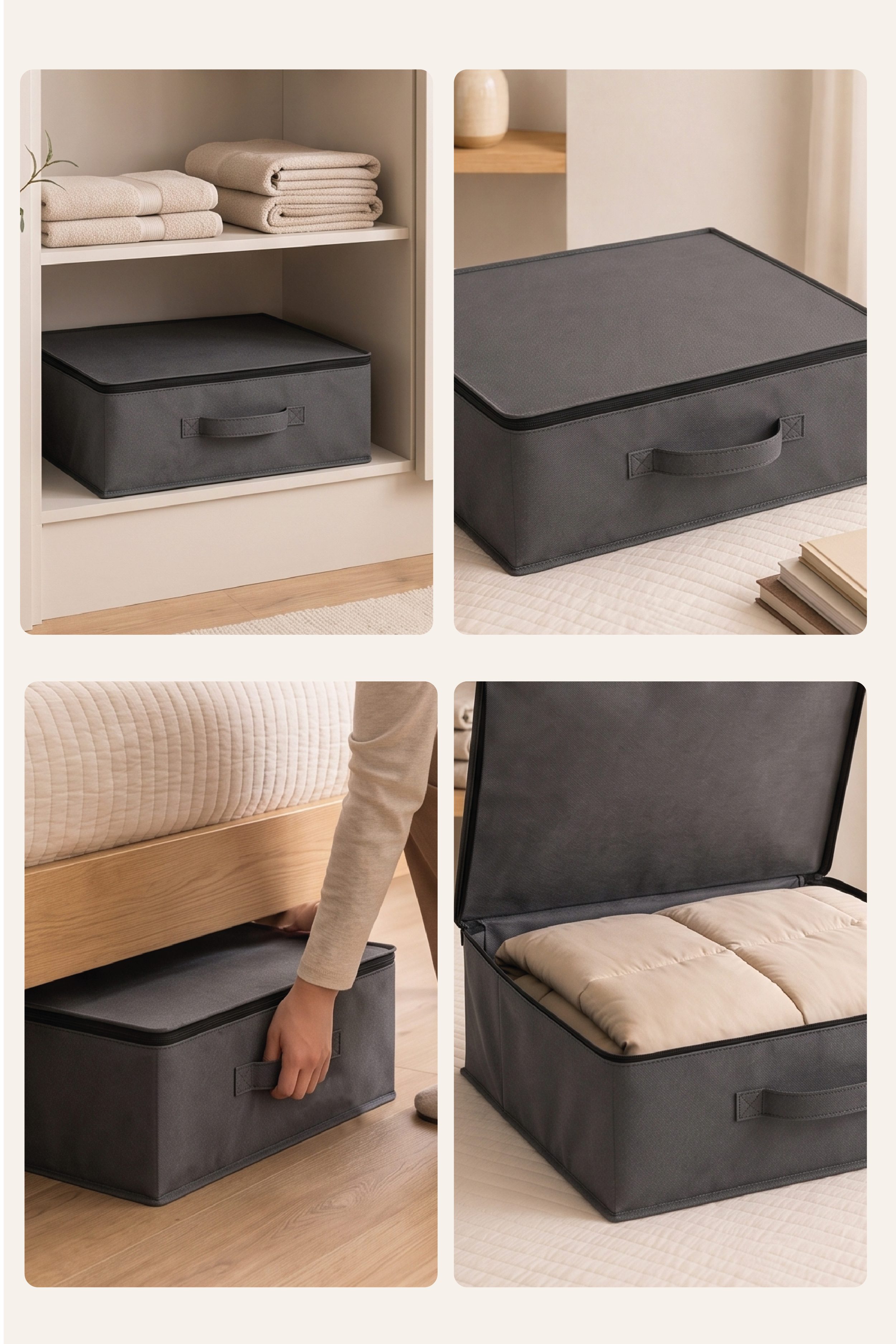 Vedsey5'li Set 53x44x20 Cm Home Organizer Çekyat & Baza Altı Düzenleyici Hurç Antrasit